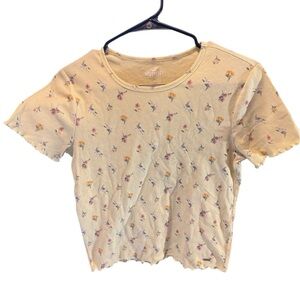 Medium Hollister Yellow Floral Crop Top